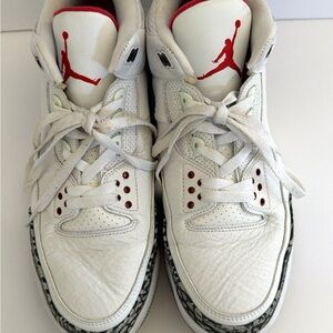 Nike White and Red Air Jordan 3 Low-Top Sneakers Size 12
